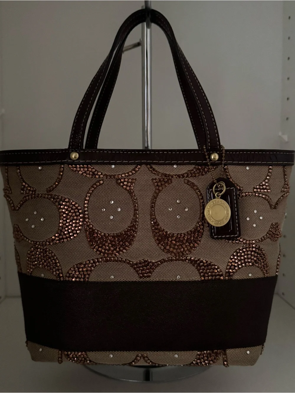 Custom vintage Coach Signature Hand-Rhinestoned Sequin mini Bag –One of a Kind ✨